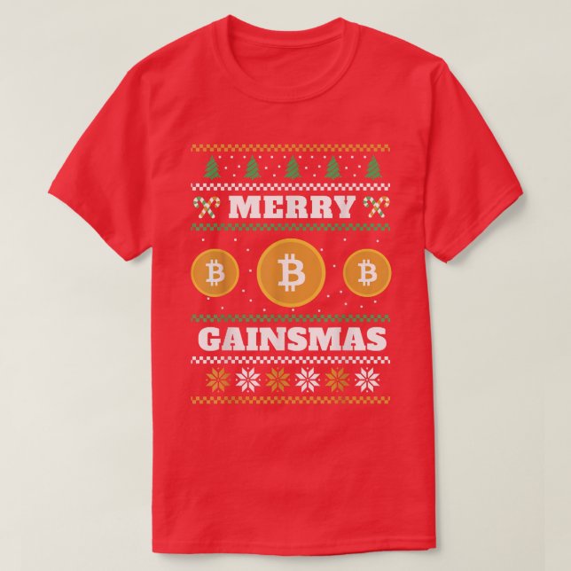 Merry Gainsmas Bitcoin Navidades feos suéter  (Diseño del anverso)