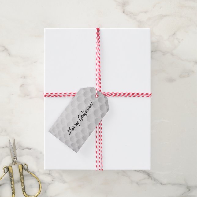 Merry Golfmas Golf Ball Design Gift Etiqueta (Con cuerda)