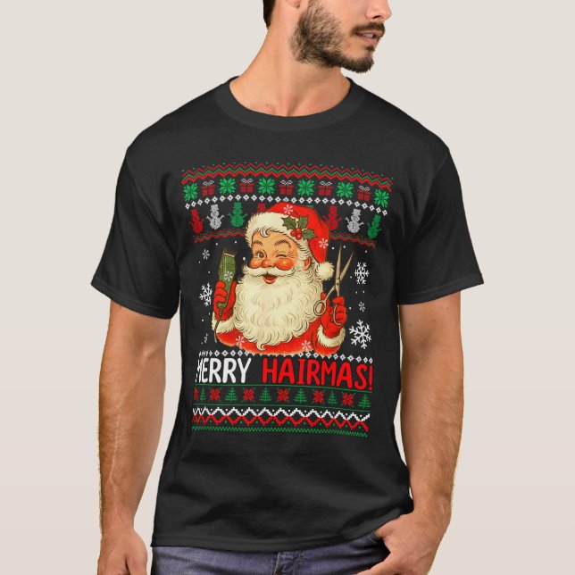 Merry Hairmas Christmas Sweater Santa Hairstylist  (Anverso)