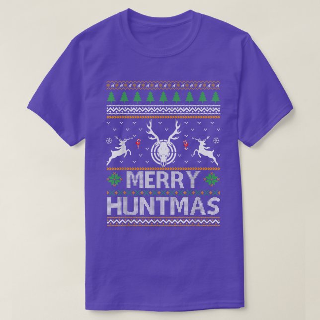 Merry Huntmas venado cazando Navidades feos suéter (Diseño del anverso)