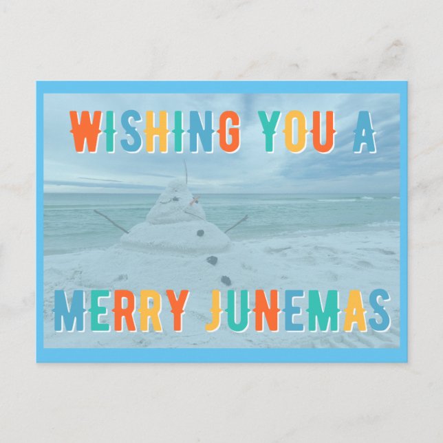 Merry Junemas Fundió La Postales De Snowman (Anverso)