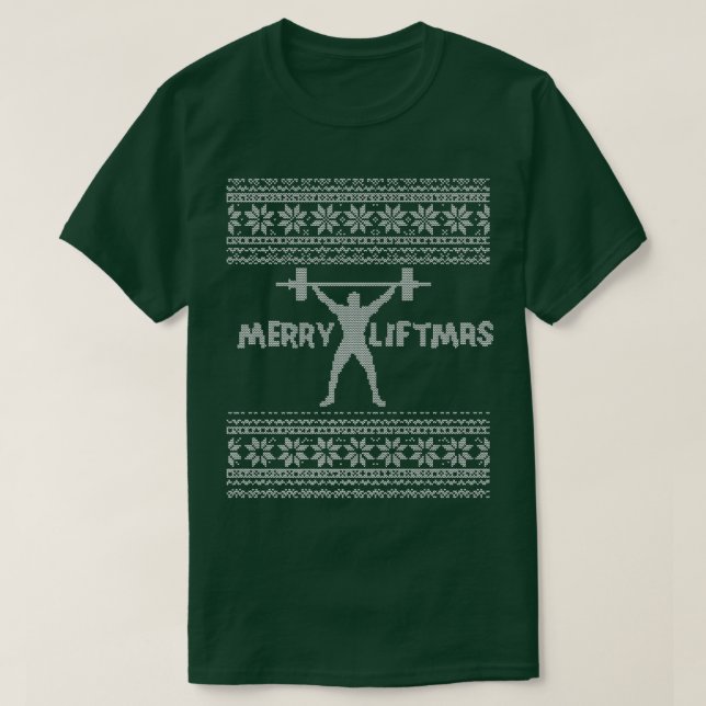 Merry Liftmas Navidades feos Sweater Gym Workup P (Diseño del anverso)