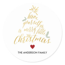 Merry Little Navidades pegatina redondo