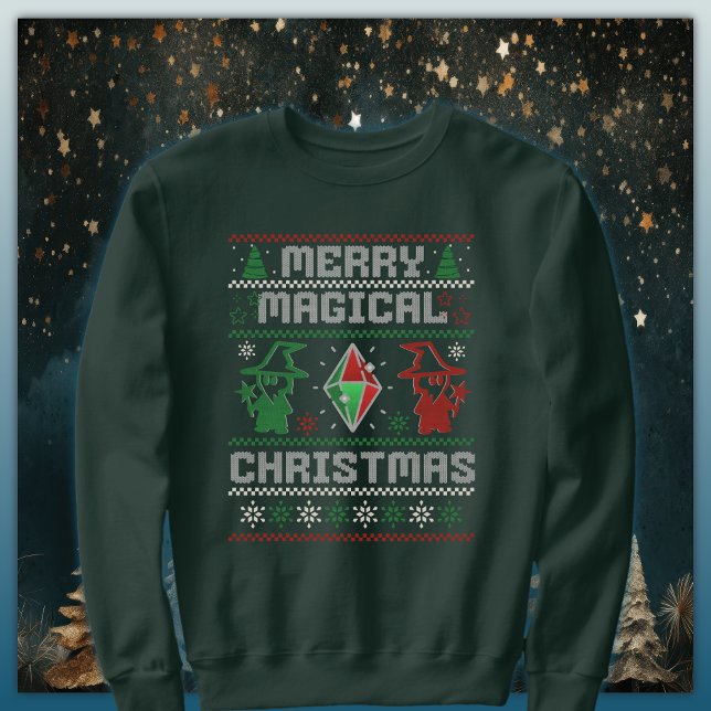 Merry Magic Navidades Wizard Ugly Sweater Design (Subido por el creador)