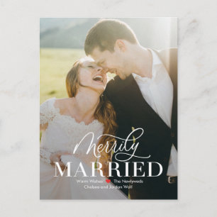 Merry Marriage recién casada Primera postal de Nav