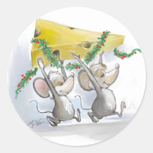 Merry Mice Mic & Mac Holiday Pegatinas