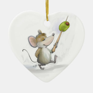 Merry Mouse Moe con ornamento de corazón de oliva