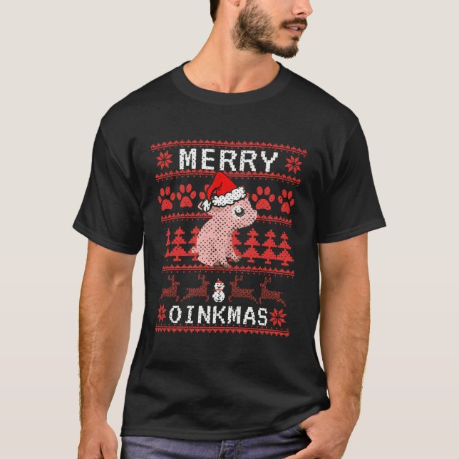 Merry Oinkmas Feo Sweater Funny Pot Belly Cerdo Pa (Anverso)