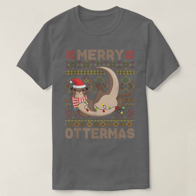 Merry Ottermas Christmas Santa Otter Ugly Sweater  (Diseño del anverso)