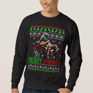Merry Pinmas Navidades Sweater Santa Wrestling Gr