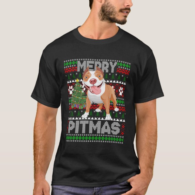 Merry Pitmas Cute Pitbull Dog Ugly Sweater (Anverso)