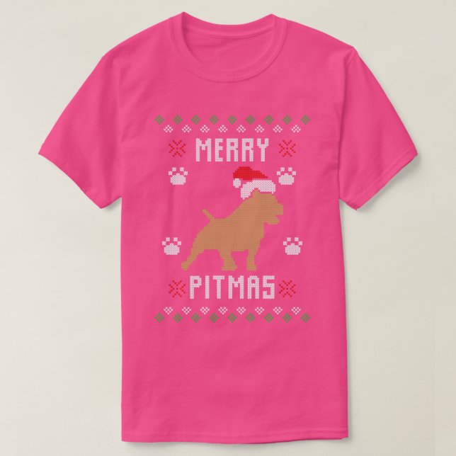 Merry Pitmas Funny Pitbull Navidades feos Sweater (Diseño del anverso)