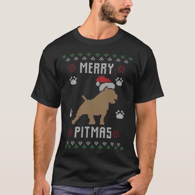 Merry Pitmas graciosos Navidades feos Sweater Pit  (Anverso)