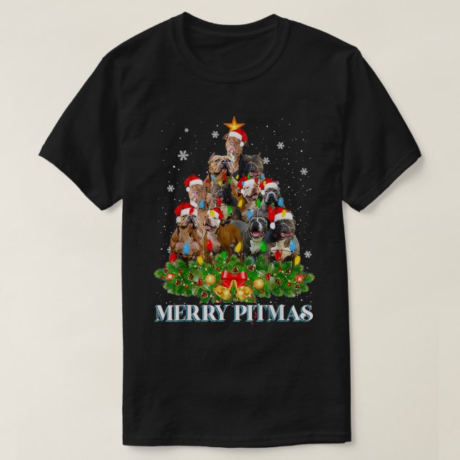 Merry Pitmas Pitbull Perro Navidades feos Sweater  (Diseño del anverso)