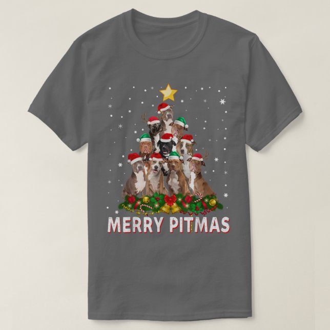 Merry Pitmas Pitbull Perro Navidades feos Sweater  (Diseño del anverso)