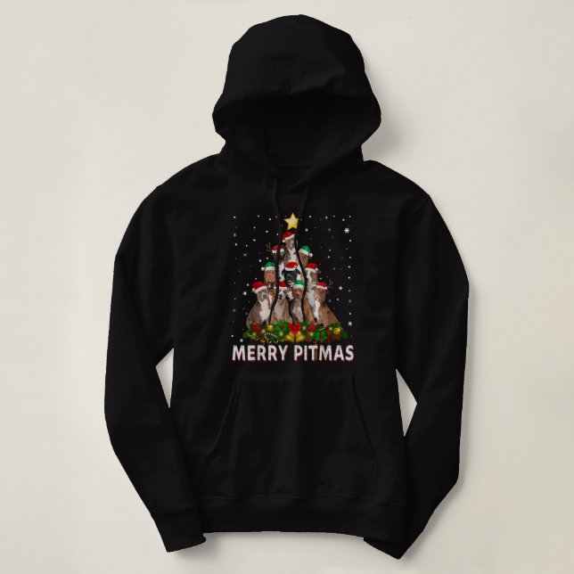 Merry Pitmas Pitbull Perro Navidades feos Sweater  (Diseño del anverso)