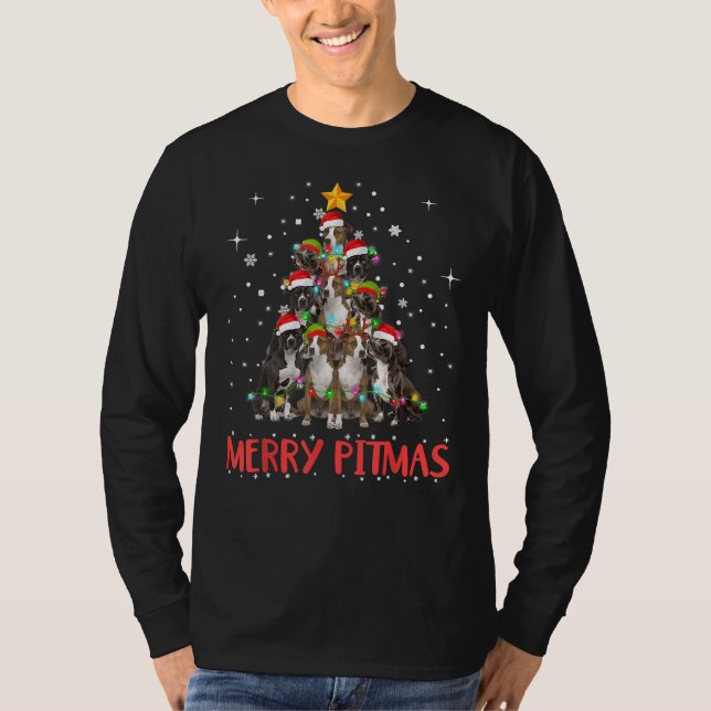 Merry Pitmas Pitbull Perro Navidades feos Sweater  (Anverso)