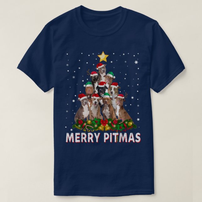 Merry Pitmas Pitbull Perro Navidades feos Sweater  (Diseño del anverso)