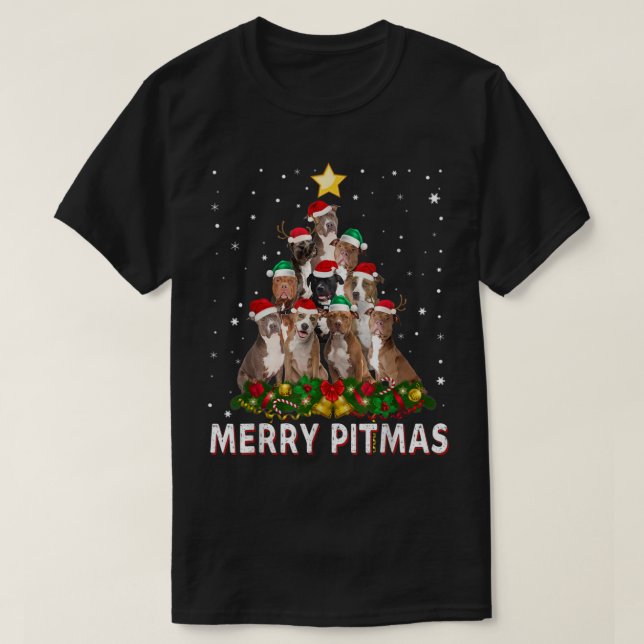 Merry Pitmas Pitbull Perro Navidades feos Sweater  (Diseño del anverso)