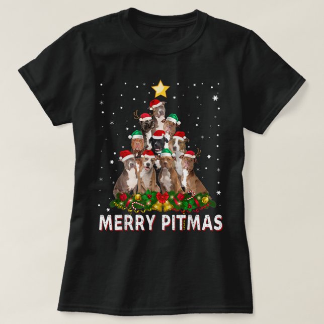 Merry Pitmas Pitbull Perro Navidades feos Sweater  (Diseño del anverso)