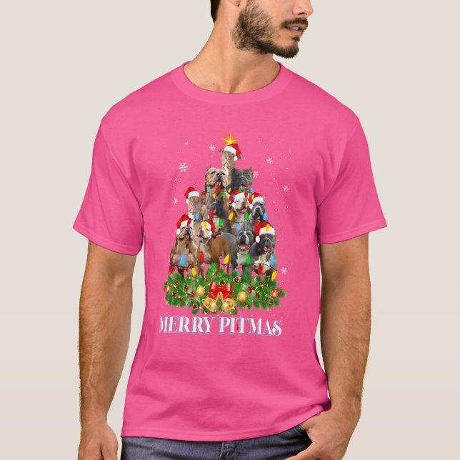 Merry Pitmas Pitbull Perro Navidades feos Sweater  (Anverso)