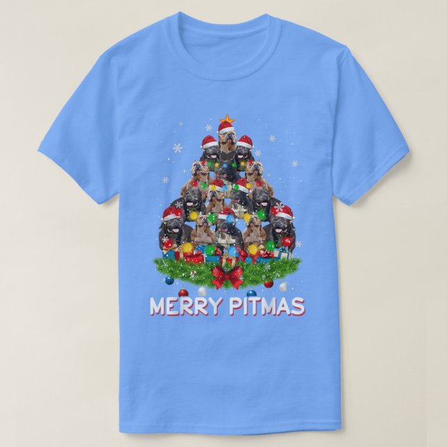 Merry Pitmas Pitbull Perro Navidades feos Sweater  (Diseño del anverso)