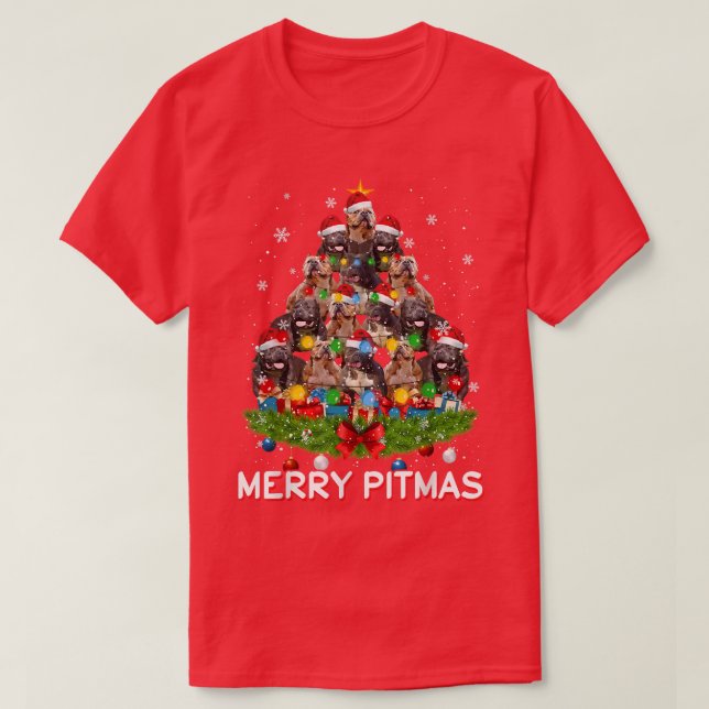 Merry Pitmas Pitbull Perro Navidades feos Sweater  (Diseño del anverso)