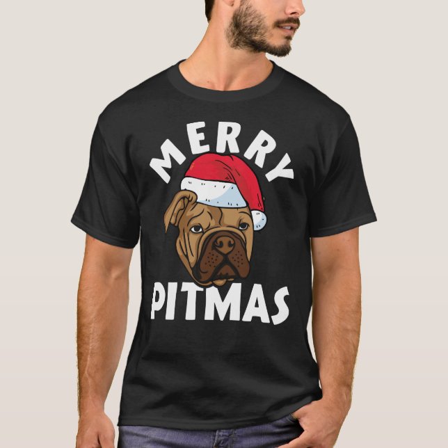 Merry Pitmas Pitbull Perro Navidades feos Sweater  (Anverso)