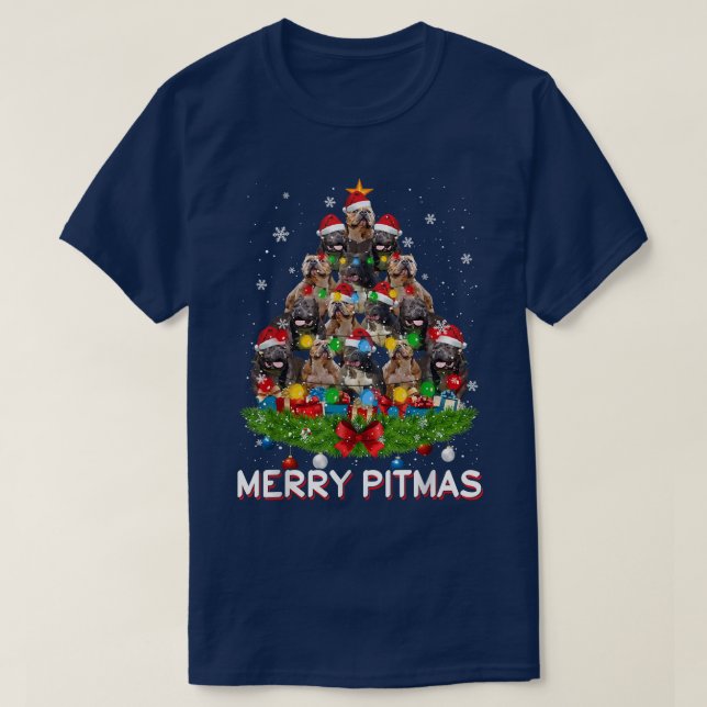 Merry Pitmas Pitbull Perro Navidades feos Sweater  (Diseño del anverso)