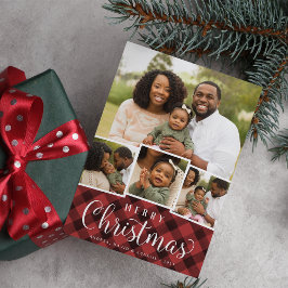 Merry Plaid | Tarjeta de Collage de fotos de vacac