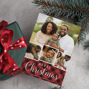 Merry Plaid Tarjeta de Collage de fotos de vacac