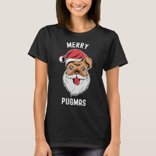 Merry Pugmas Pug Con Camiseta Clásica Santa Hat 85