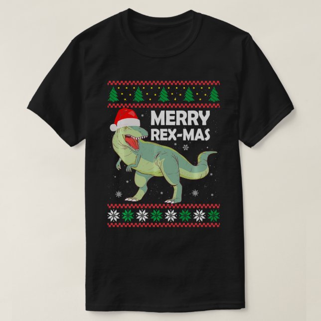 Merry ReMas Ugly Sweater Christmas Gifts Dinosaur  (Diseño del anverso)