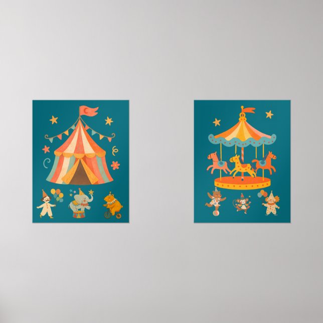 Merry Retro Circus Print Set (Anverso)