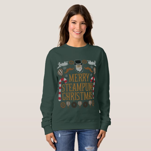 Merry Steampunk Navidades Sudadera Sudadera (Anverso completo)
