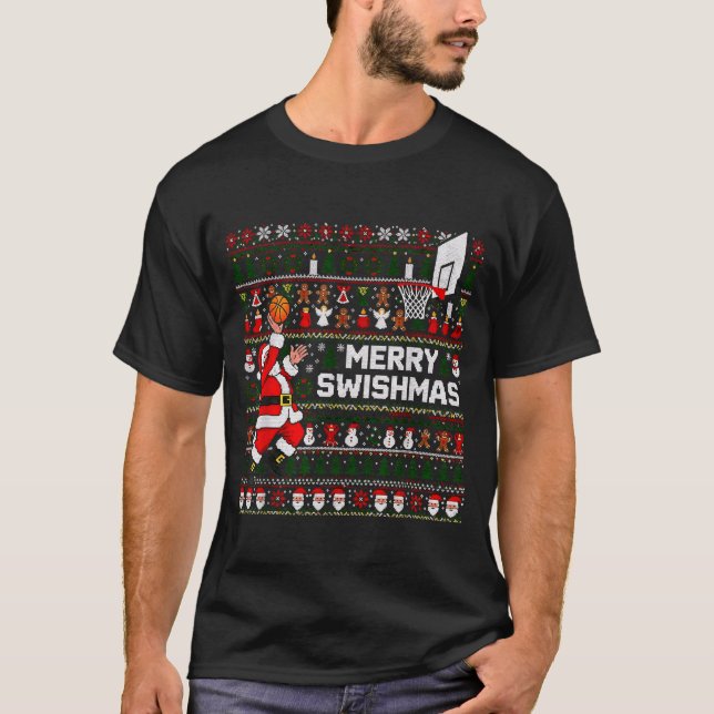 Merry Swishmas Santa Basketball Ugly Sweater Style (Anverso)