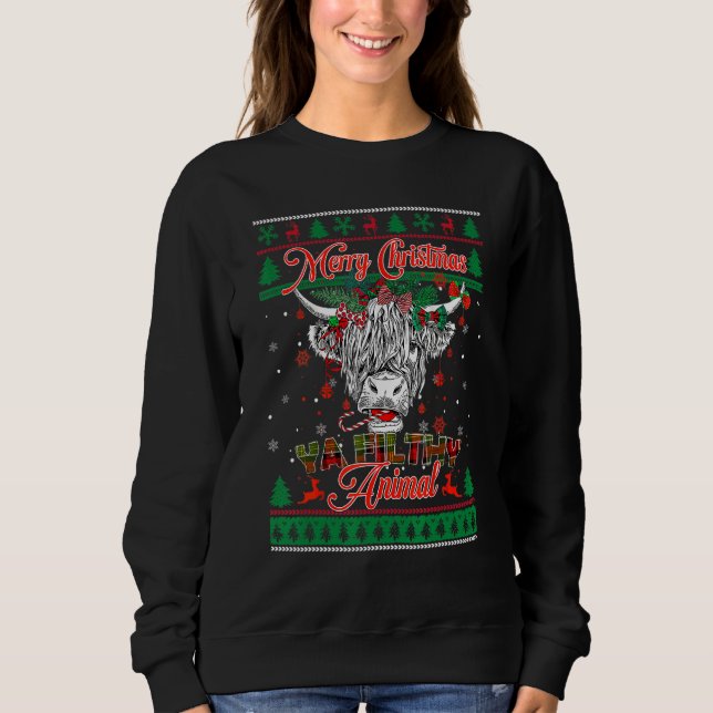 Merry Ugly Christmas Sweater Animal Highland Cow H (Anverso)