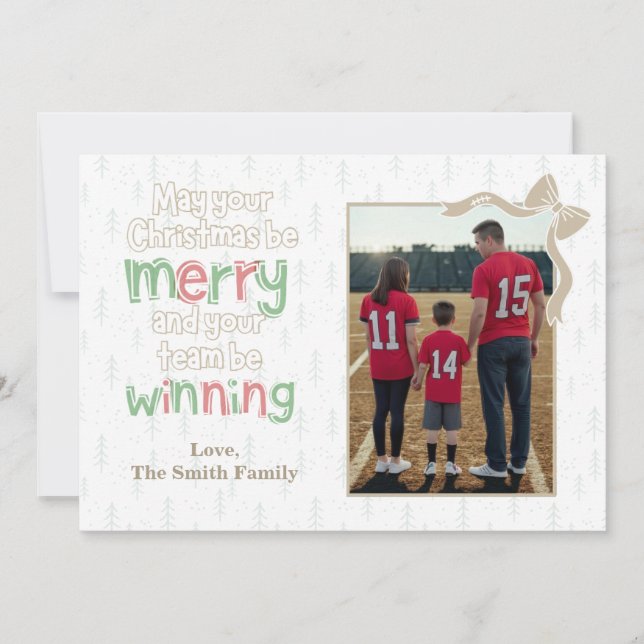 Merry & Winning Football Christmas Photo Card (Anverso)
