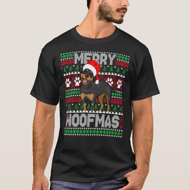 Merry Woofmas Cute Rottweiler Dog Ugly Sweater (Anverso)