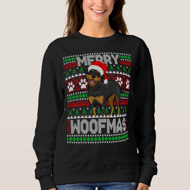 Merry Woofmas Cute Rottweiler Dog Ugly Sweater 8 (Anverso)