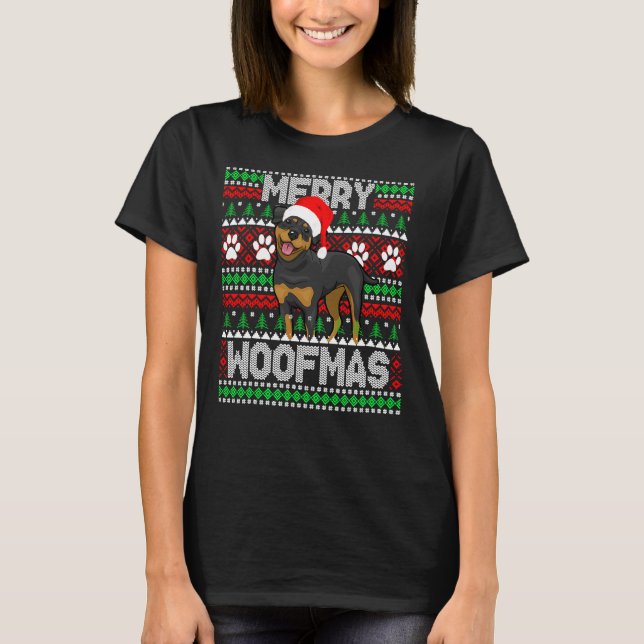 Merry Woofmas Cute Rottweiler Dog Ugly Sweater 8 (Anverso)