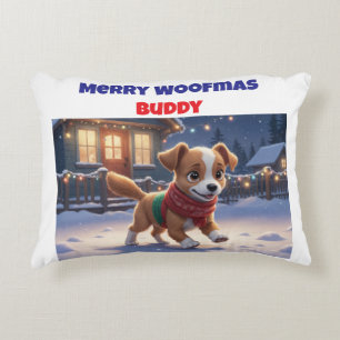 Merry Woofmas Personalizado Perro Acento Almohada
