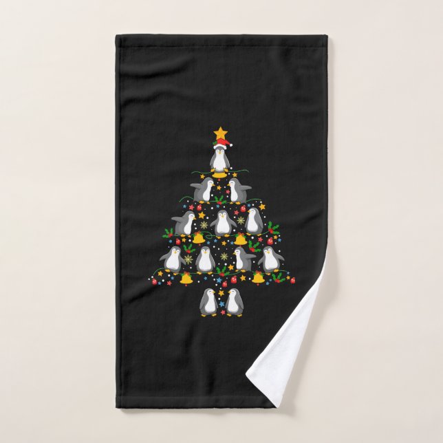 Merry Xmas Penguin Christmas Tree Lights (Toalla de mano)