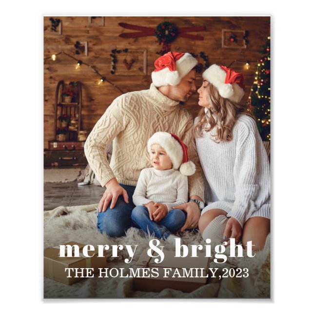 Merry y Bright | Foto familiar de Navidades modern (Frente)