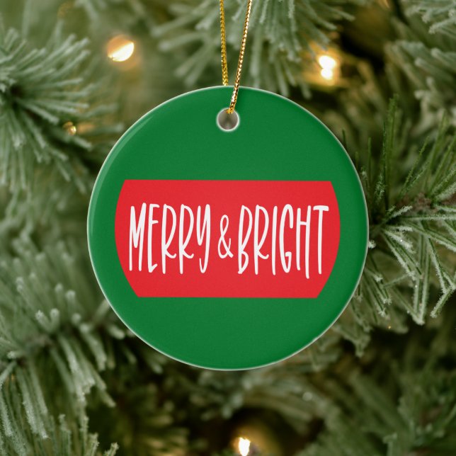 Merry y Bright - Ornamento de Navidad (Árbol)