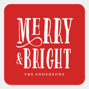 Merry y Bright   Pegatinas de etiquetas de regalo