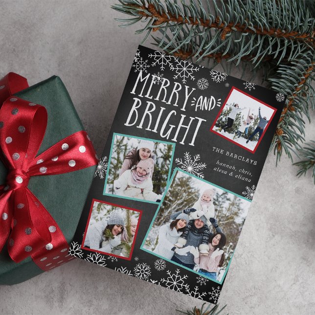 Merry y Bright | Tarjeta de Collage de fotos para  (Subido por el creador)