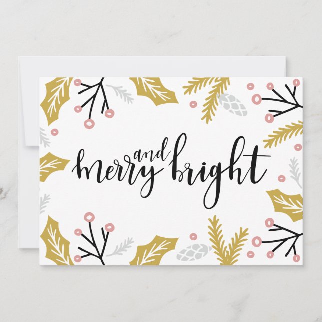 Merry y Bright | Tarjeta de vacaciones fotográfica (Anverso)