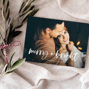 Merry y Bright   Tarjeta magnética fotográfica par