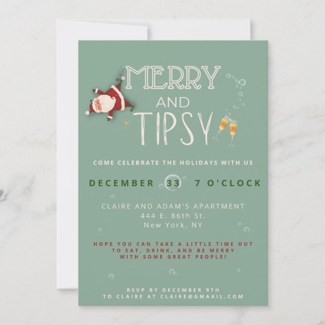 Merry Y Tipsy - Invitación de Fiesta de vacaciones (Anverso)